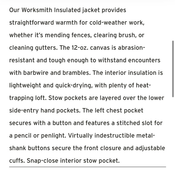 NWT Filson Worksmith Insulated jacket - Picture 4 of 10